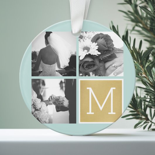 Creëer Your Own Wedding Photo Collage Monogram Ornament