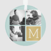 Creëer Your Own Wedding Photo Collage Monogram Ornament (achterkant)
