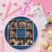 Creëer Your Own Wedding Photo Collage Monogram Papieren Bordje (Feest)