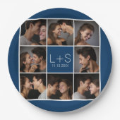 Creëer Your Own Wedding Photo Collage Monogram Papieren Bordje (Voorkant)