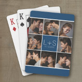 Creëer Your Own Wedding Photo Collage Monogram Pokerkaarten