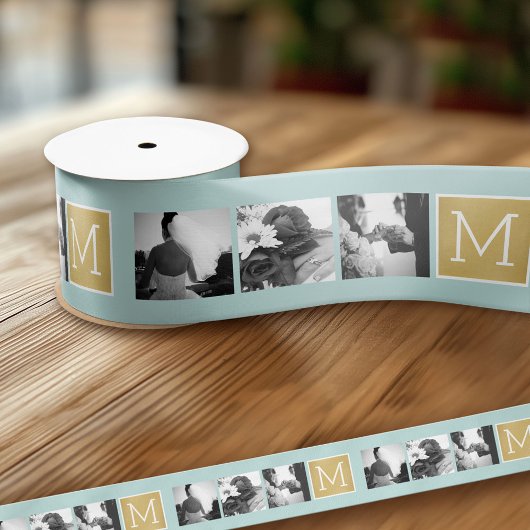 Creëer Your Own Wedding Photo Collage Monogram Satijnen Lint