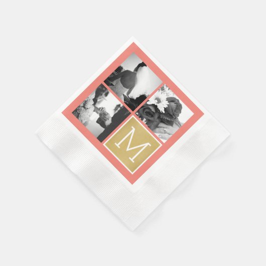 Creëer Your Own Wedding Photo Collage Monogram Servet (Hoek)