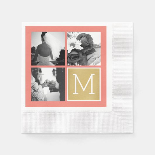 Creëer Your Own Wedding Photo Collage Monogram Servet (Voorkant)