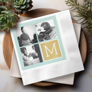 Creëer Your Own Wedding Photo Collage Monogram Servetten