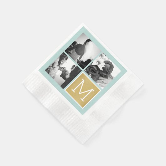 Creëer Your Own Wedding Photo Collage Monogram Servetten (Hoek)