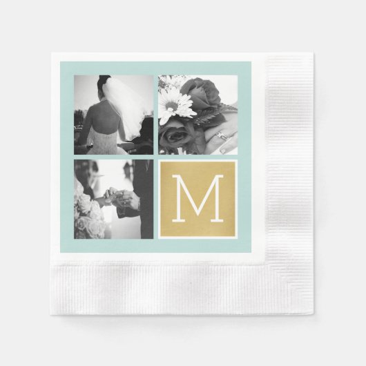 Creëer Your Own Wedding Photo Collage Monogram Servetten (Voorkant)