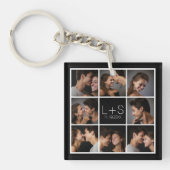Creëer Your Own Wedding Photo Collage Monogram Sleutelhanger (Voorkant)
