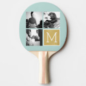 Creëer Your Own Wedding Photo Collage Monogram Tafeltennisbatje (Voorkant)