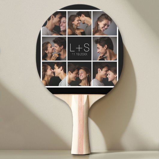 Creëer Your Own Wedding Photo Collage Monogram Tafeltennisbatje