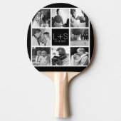 Creëer Your Own Wedding Photo Collage Monogram Tafeltennisbatje (Voorkant)