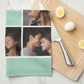 Creëer Your Own Wedding Photo Collage Monogram Theedoek (Quarter Fold)