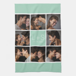 Creëer Your Own Wedding Photo Collage Monogram Theedoek