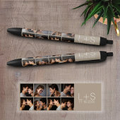 Creëer Your Own Wedding Photo Collage Monogram Zwarte Inkt Pen