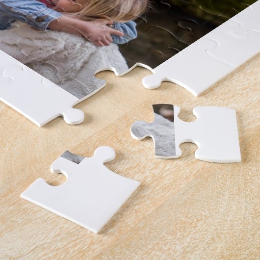Creëer Your Own White 10 Foto Collage Familienaam Legpuzzel (Zijkant)