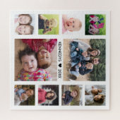 Creëer Your Own White 10 Foto Collage Familienaam Legpuzzel (Horizontaal)