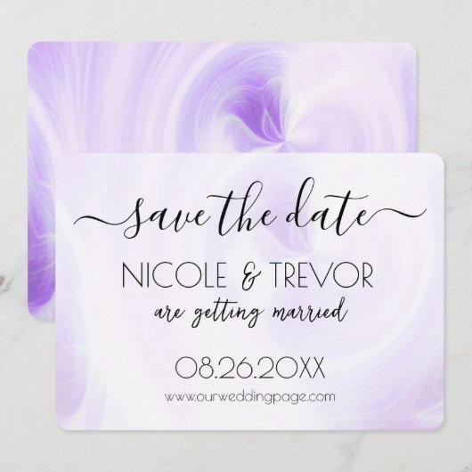 Creëer Your Own - Wit licht wervelt Save The Date (Voorkant / Achterkant)