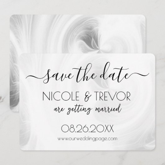 Creëer Your Own - Wit licht wervelt Save The Date (Voorkant / Achterkant)