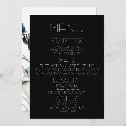 Creëer Your Own - Zwart & Blauw Röntgenbloemen Men Menu (Voorkant / Achterkant)