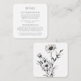 Creëer Your Own -  zwarte en witte wilde bloemen Informatiekaartje