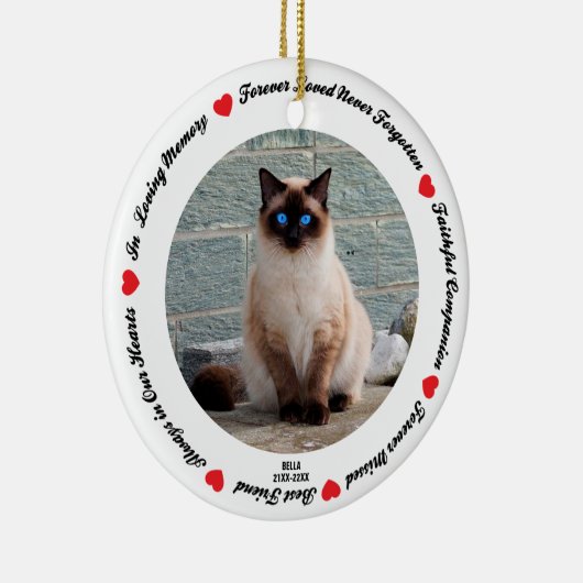Creëer Your Pet Siamese Cat Memorial Keramisch Ornament (Rechts)
