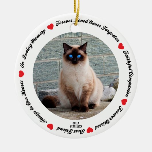 Creëer Your Pet Siamese Cat Memorial Keramisch Ornament (Voorkant)