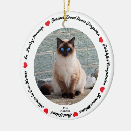 Creëer Your Pet Siamese Cat Memorial Keramisch Ornament (Links)