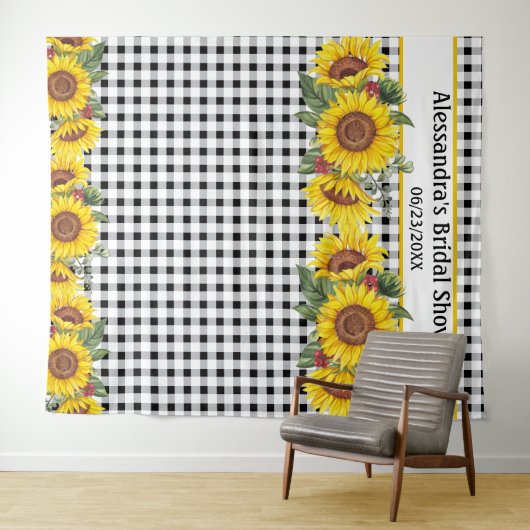 Creëer Your Photo Booth Backdrop Gingham Sunflower Wandkleed (In Situ (horizontaal))