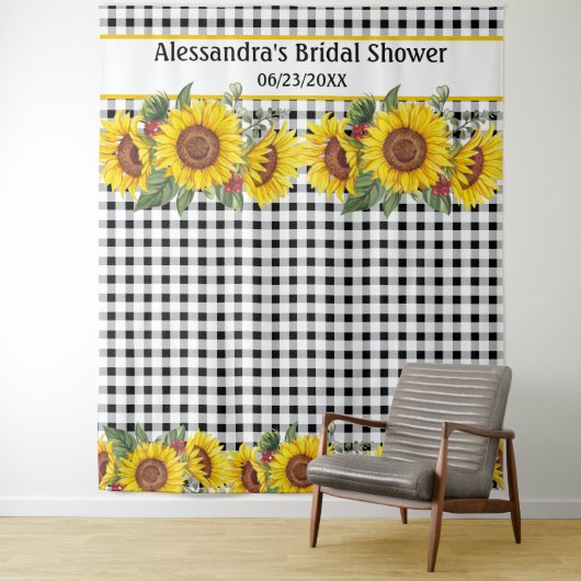 Creëer Your Photo Booth Backdrop Gingham Sunflower Wandkleed (In situ)