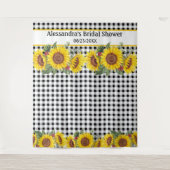 Creëer Your Photo Booth Backdrop Gingham Sunflower Wandkleed (Voorkant)