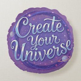 Creëer Your Universe - Kosmische typografie Kunst Rond Kussen