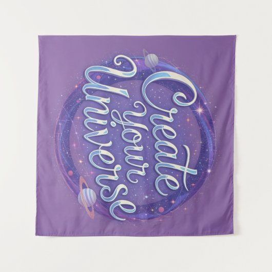 Creëer Your Universe - Kosmische typografie Kunst Wandkleed (Voorkant (horizontaal))