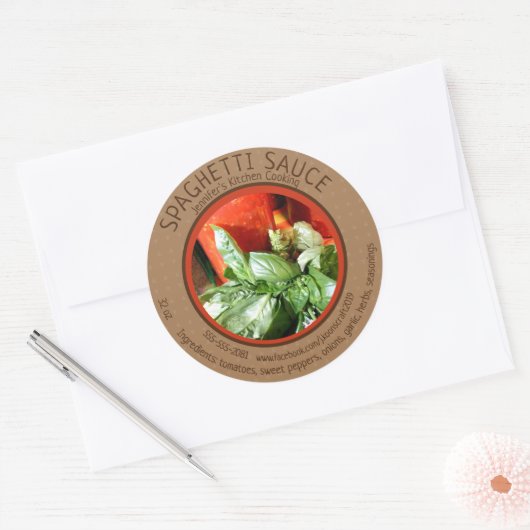 Creëer Zelfgemaakte spaghettisaus Ronde Sticker (Envelop)