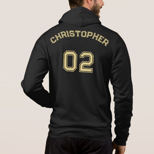 Creëer Zwart Goud Speler Naam Jersey Nummer Mannen Hoodie (Achterkant)