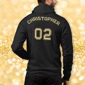 Creëer Zwart Goud Speler Naam Jersey Nummer Mannen Hoodie