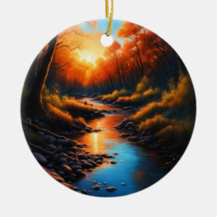 Creek Bank Sunrise Keramisch Ornament