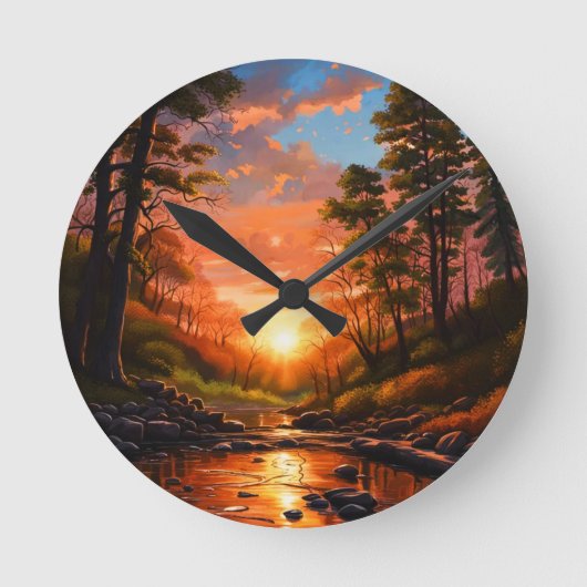 Creek Bank Sunrise Ronde Klok (Voorkant)