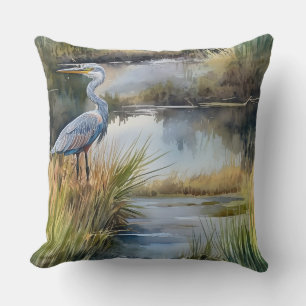 Creek het landschap met grijze Heron Kussen