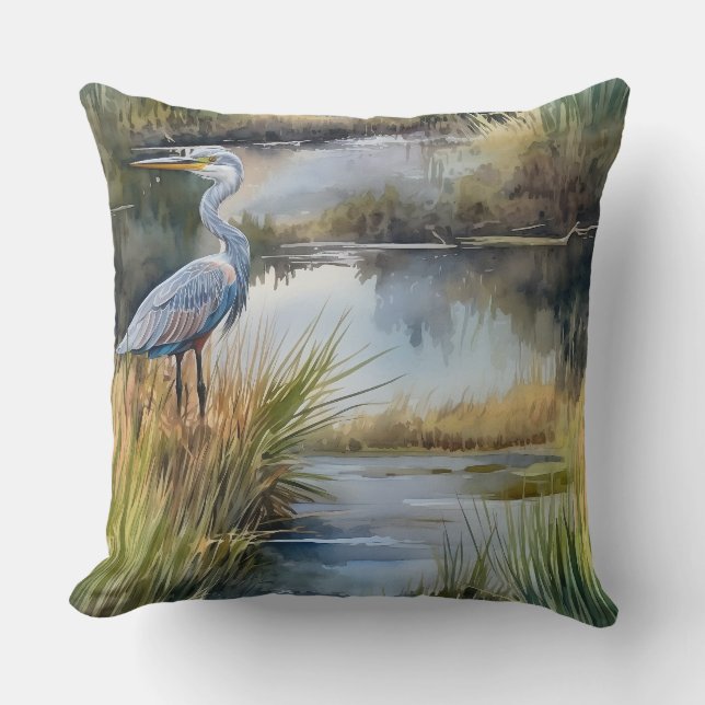 Creek het landschap met grijze Heron Kussen (Voorkant)