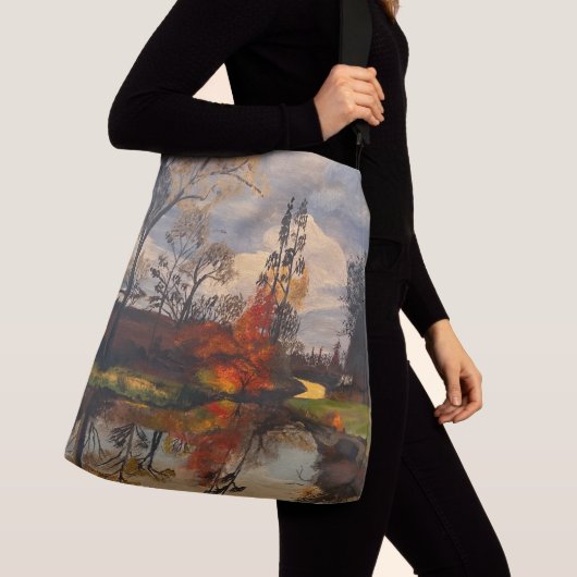 Creek Side in herfst, Origineel door Gary Poling Crossbody Tas (Dichtbij)