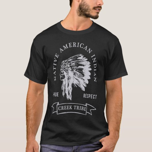 Creek stam inheemse Amerikaanse indiaanse trots re T-shirt (Voorkant)