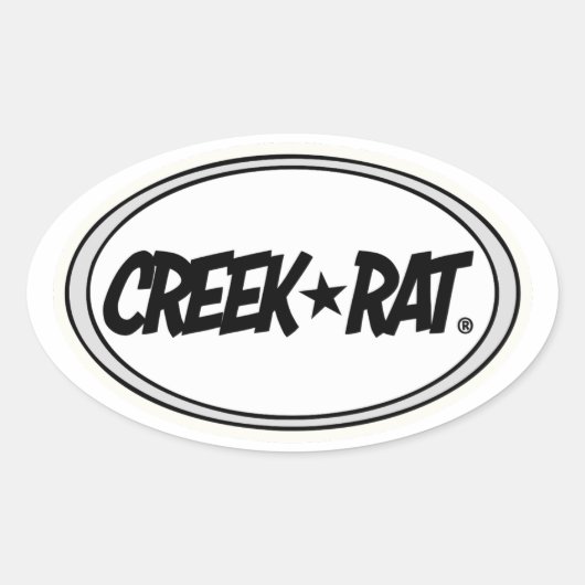 Creekrat Cartoon Studios Creek Rat Logo Decal Ovale Sticker (Voorkant)