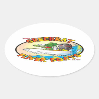 Creekrat Cartoons Fliver Boat Fun Decals Ovale Sticker
