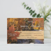 Creekside bossen esdoornblad herfstbruiloft RSVP (Staand voorkant)