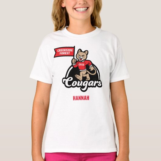 Creekside Forest Elementary Cougar Mascotte T-shir T-shirt (Voorkant)
