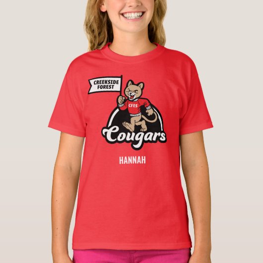 Creekside Forest Elementary Cougar Mascotte T-shir T-shirt (Voorkant)