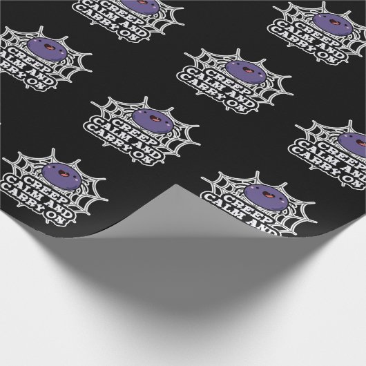 Creep Calm en draak met Funny Spider Pun Dark BG Cadeaupapier (Hoek)