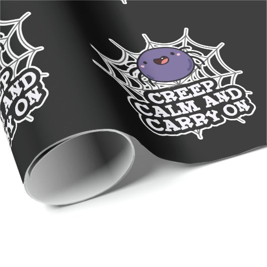 Creep Calm en draak met Funny Spider Pun Dark BG Cadeaupapier (Rol Hoek)