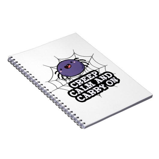 Creep Calm en draak met Funny Spider Pun Notitieboek (Rechterzijde)