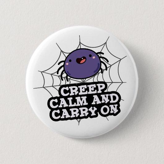 Creep Calm en draak met Funny Spider Pun Ronde Button 5,7 Cm (Voorkant)